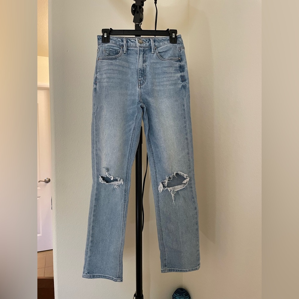 Unpublished denim destroyed straight leg jeans